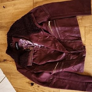 Guess Burgundy Leather jacket